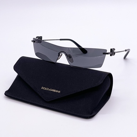 NEW DOLCE&GABBANA DG2292 01/87 SHIELD WOMEN SUNGLASSES DG 2292 BLACK - Picture 2 of 14